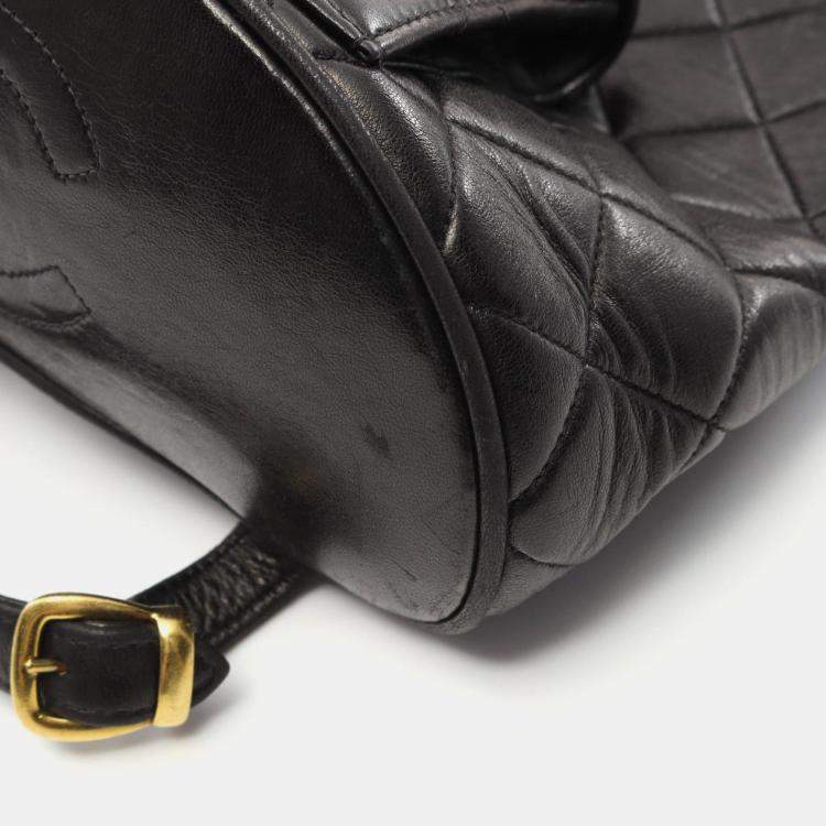 Pre Owned Chanel Matelasse Backpack Lambskin Sheepskin Black