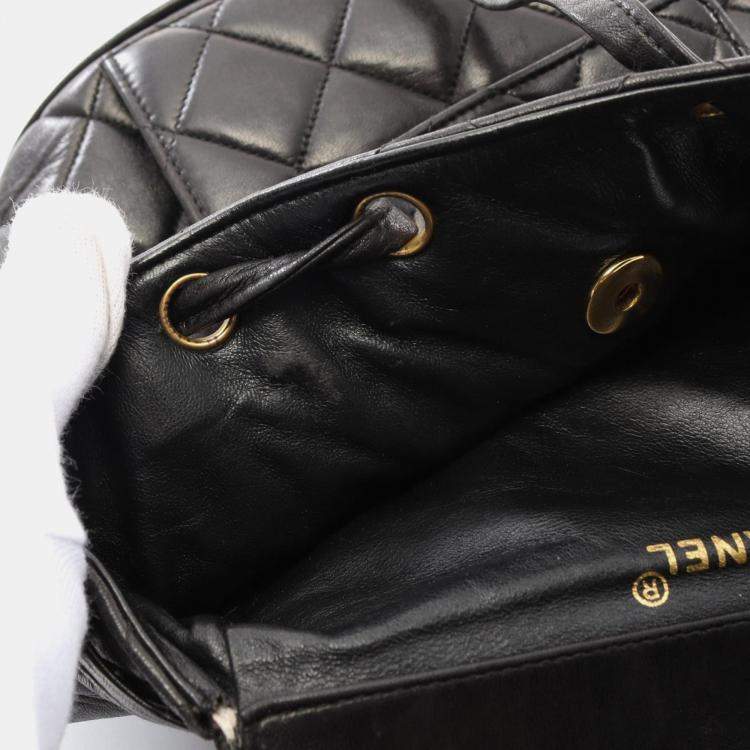 Pre Owned Chanel Matelasse Backpack Lambskin Sheepskin Black