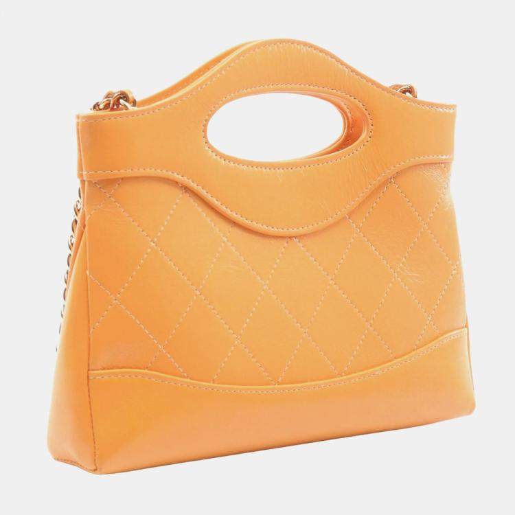 Pre Owned Chanel Chanel 31 Nano Shoulder Bag Leather Orange