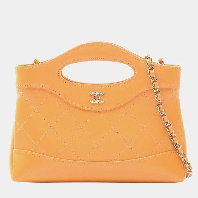 Pre Owned Chanel Chanel 31 Nano Shoulder Bag Leather Orange