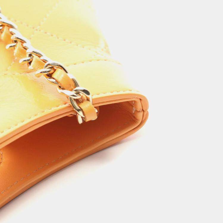 Pre Owned Chanel Chanel 31 Nano Shoulder Bag Leather Orange