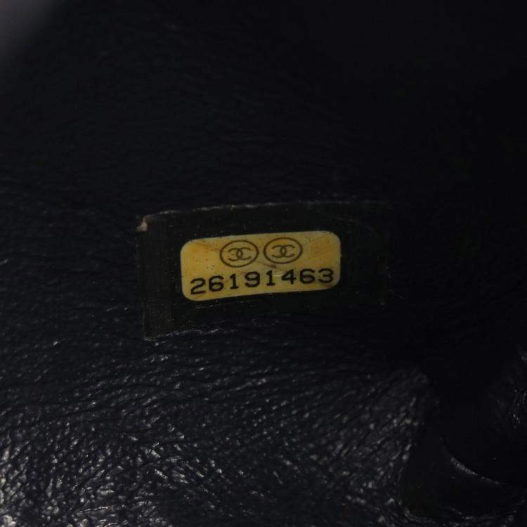 Pre Owned Chanel Coco Mark Double Flap Shoulder Bag Fabric And Leather Navy Blue Multicolor