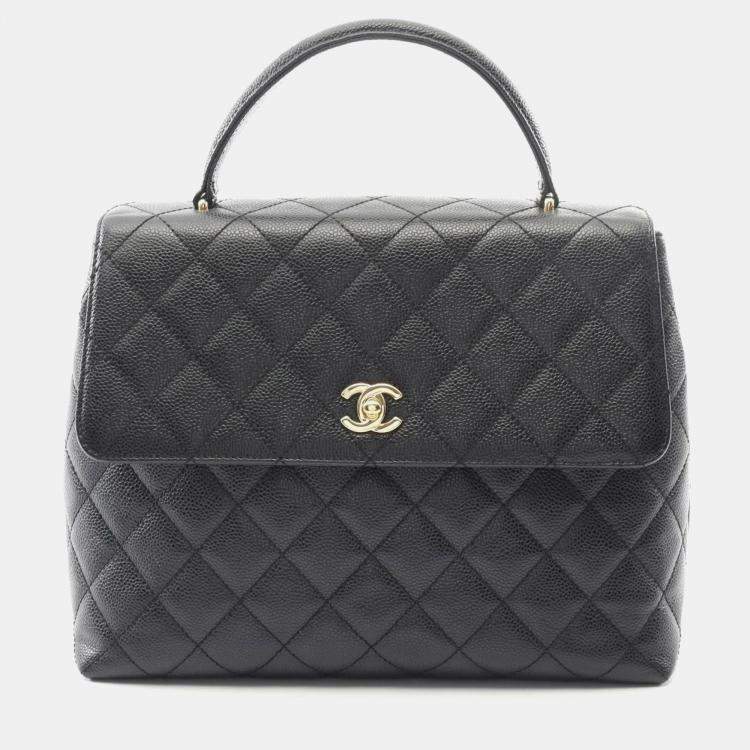 Pre Owned Chanel Matelasse Handbag In Caviar Grained Calfskin Black