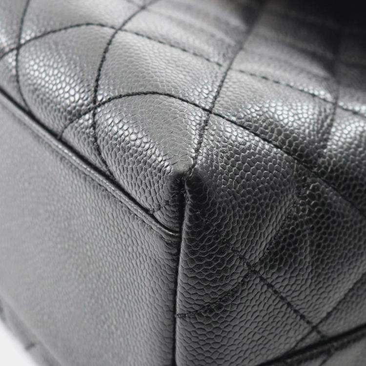 Pre Owned Chanel Matelasse Handbag In Caviar Grained Calfskin Black