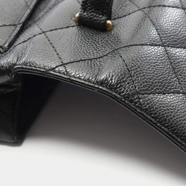 Pre Owned Chanel Matelasse Handbag In Caviar Grained Calfskin Black
