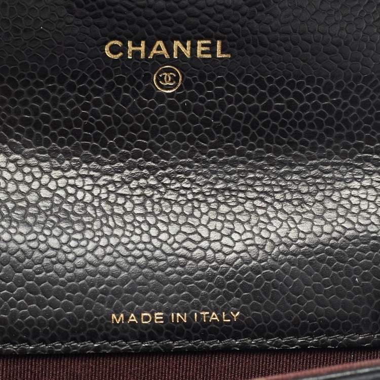 Pre Owned Chanel Classic Black Quilted Caviar Leather Flap Card Holder