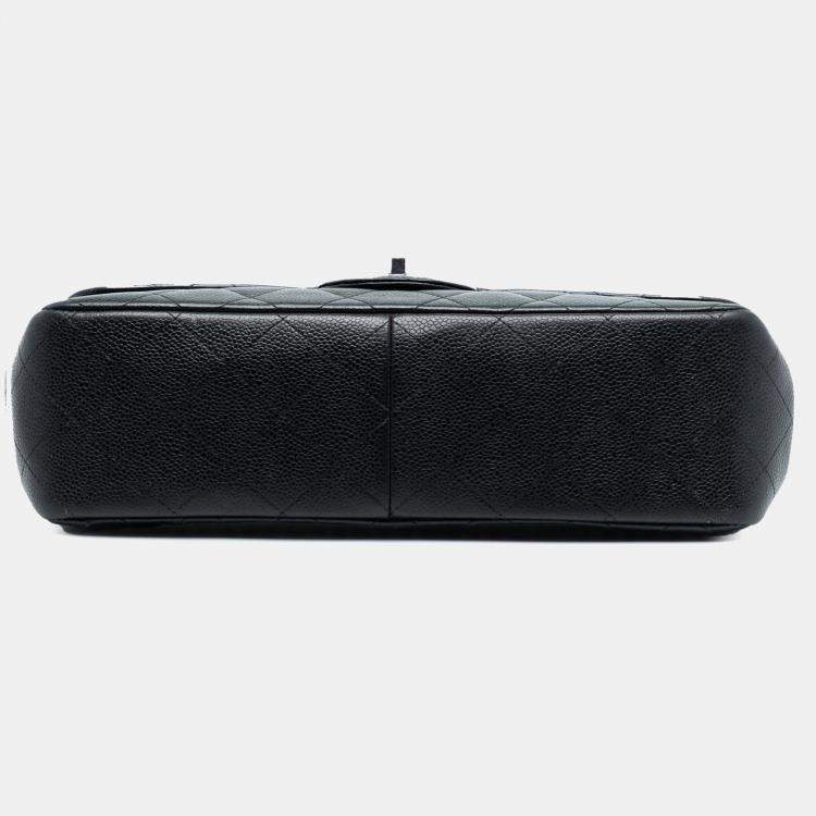 Pre Owned Chanel Black Jumbo Classic Caviar Double Flap