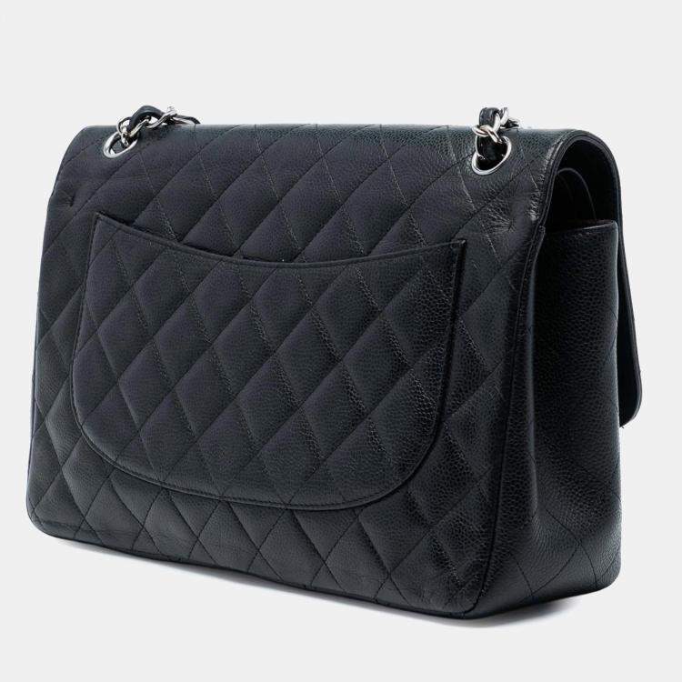 Pre Owned Chanel Black Jumbo Classic Caviar Double Flap
