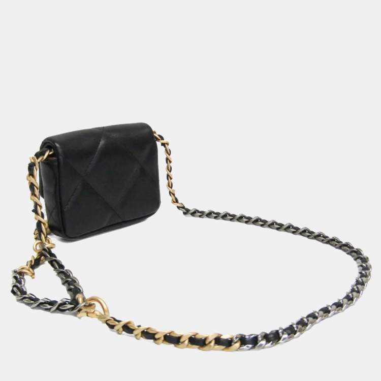 مملوكة مسبقًا Chanel Chanel 19 Chain Belt Bag Leather Fanny Pack Black