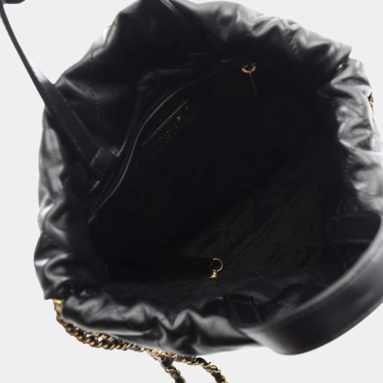 Pre Owned Chanel Chanel 22 Small Black Leather Backpack 