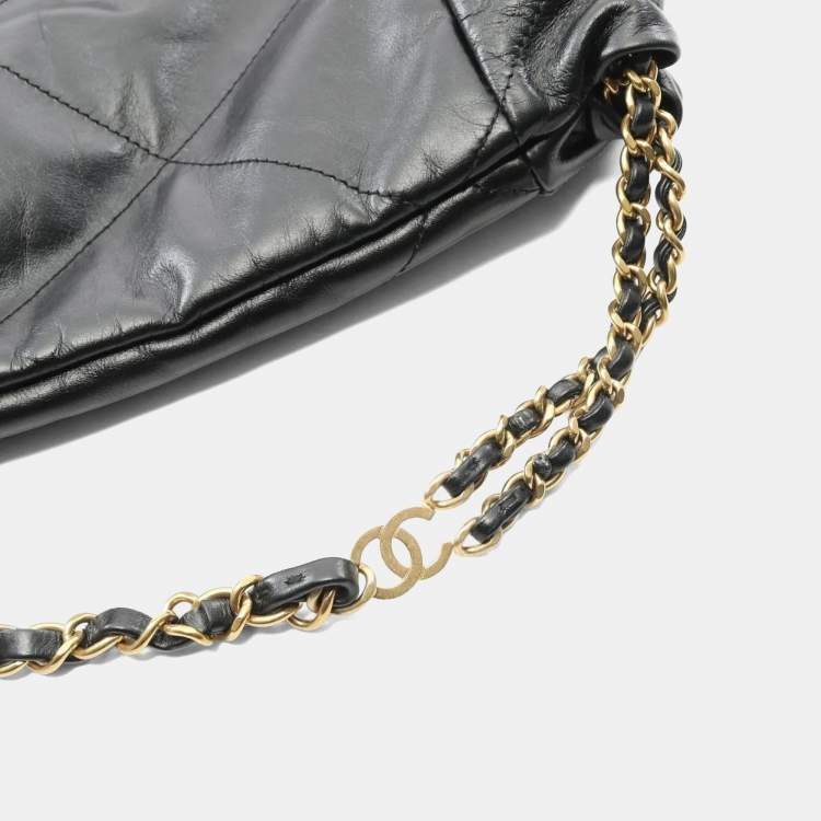 Pre Owned Chanel Chanel 22 Small Black Leather Backpack 