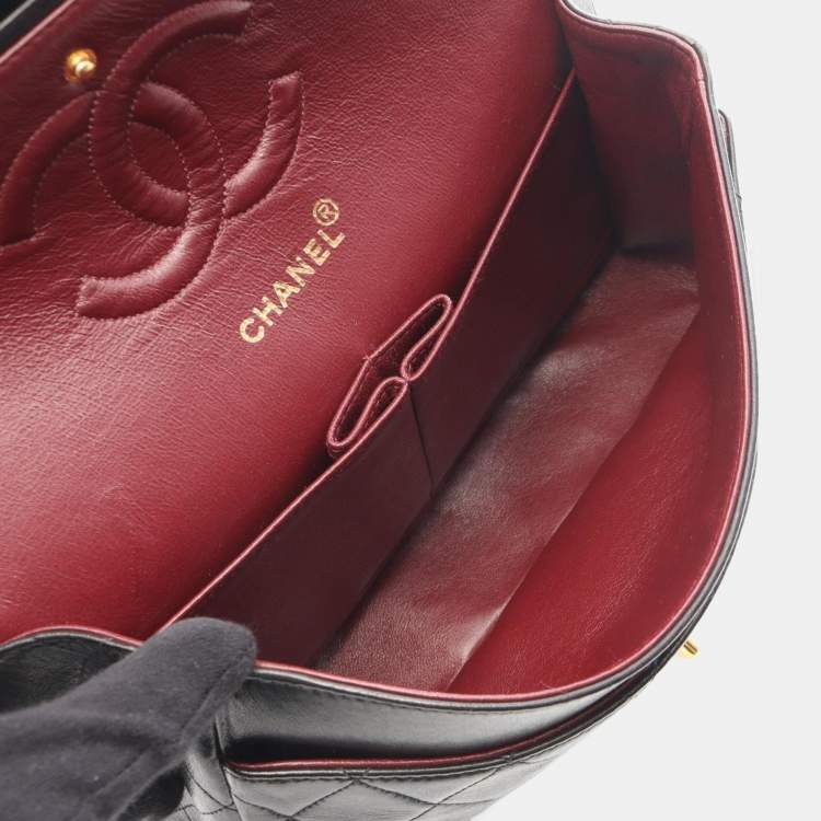 مملوكة مسبقًا Chanel Matelasse Double Flap Shoulder Bag In Lambskin Leather Black