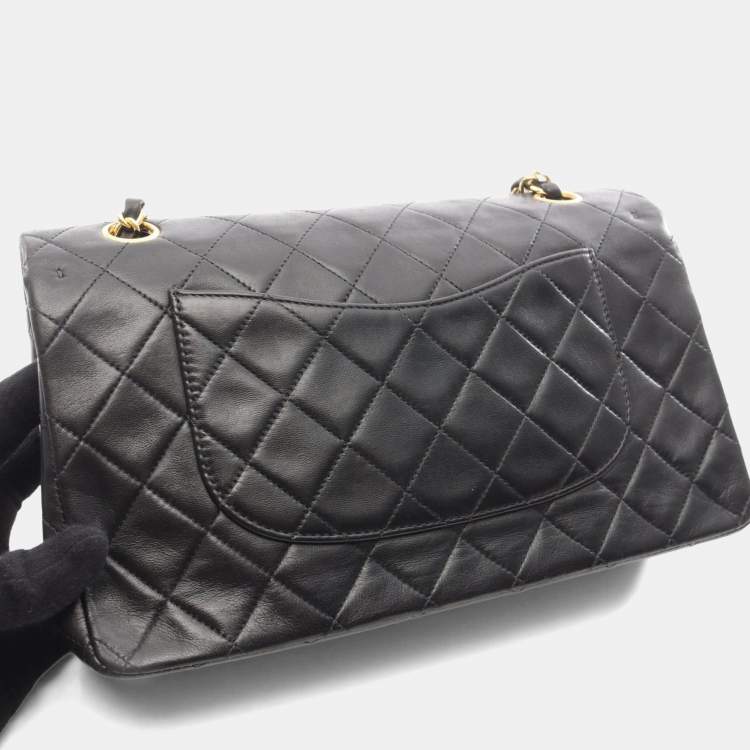 مملوكة مسبقًا Chanel Matelasse Double Flap Shoulder Bag In Lambskin Leather Black