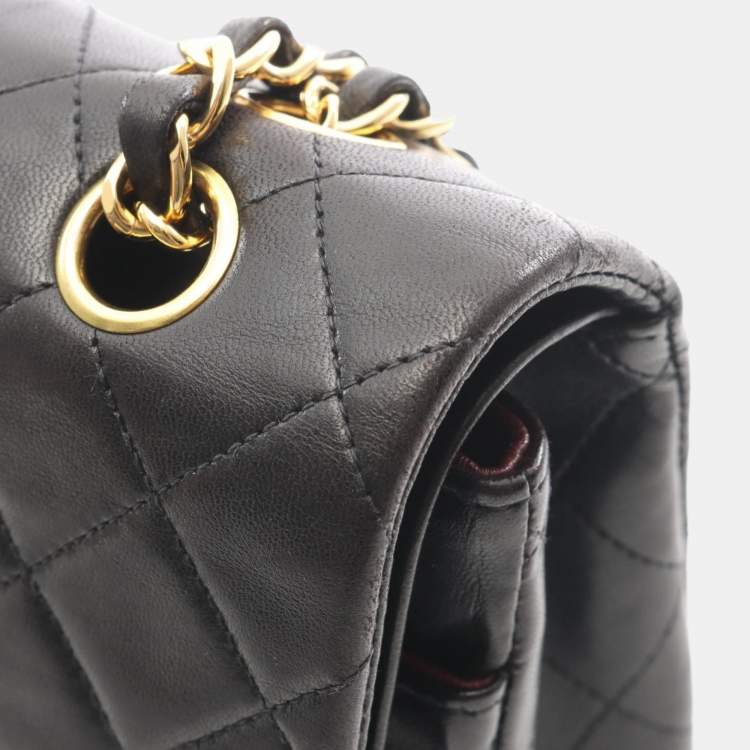 مملوكة مسبقًا Chanel Matelasse Double Flap Shoulder Bag In Lambskin Leather Black