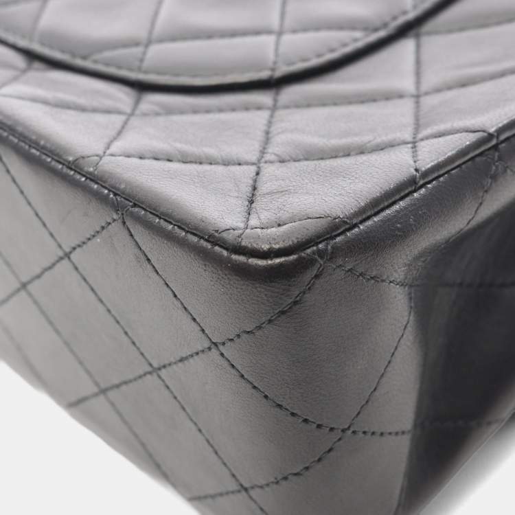 مملوكة مسبقًا Chanel Matelasse Double Flap Shoulder Bag In Lambskin Leather Black