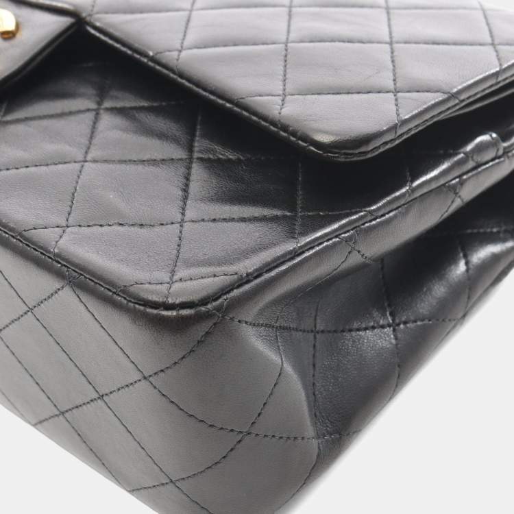 مملوكة مسبقًا Chanel Matelasse Double Flap Shoulder Bag In Lambskin Leather Black