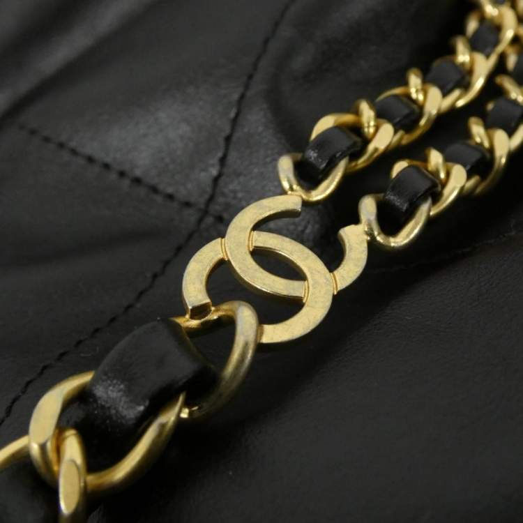 Pre Owned Chanel 22 Line Black Leather Backpack