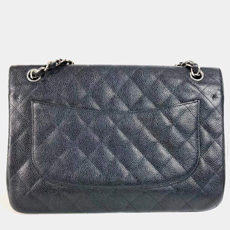 Pre Owned Chanel Double Flap Cc Coco Mark Matelasse Quilted 30 Bag With Chain Crossbody Chain Bag Shoulder Caviar Skin Black