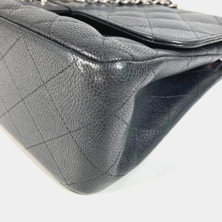 Pre Owned Chanel Double Flap Cc Coco Mark Matelasse Quilted 30 Bag With Chain Crossbody Chain Bag Shoulder Caviar Skin Black