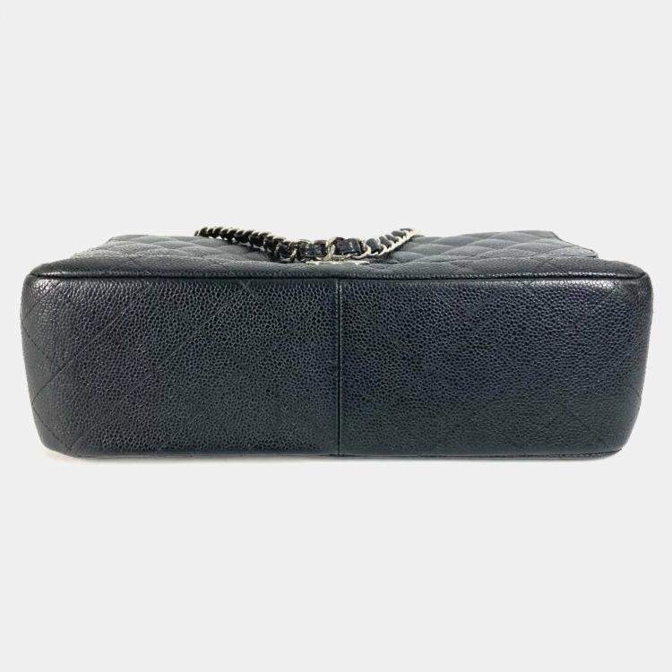 Pre Owned Chanel Double Flap Cc Coco Mark Matelasse Quilted 30 Bag With Chain Crossbody Chain Bag Shoulder Caviar Skin Black