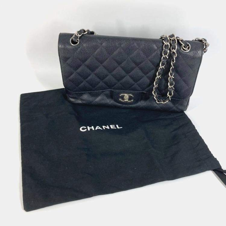 Pre Owned Chanel Double Flap Cc Coco Mark Matelasse Quilted 30 Bag With Chain Crossbody Chain Bag Shoulder Caviar Skin Black