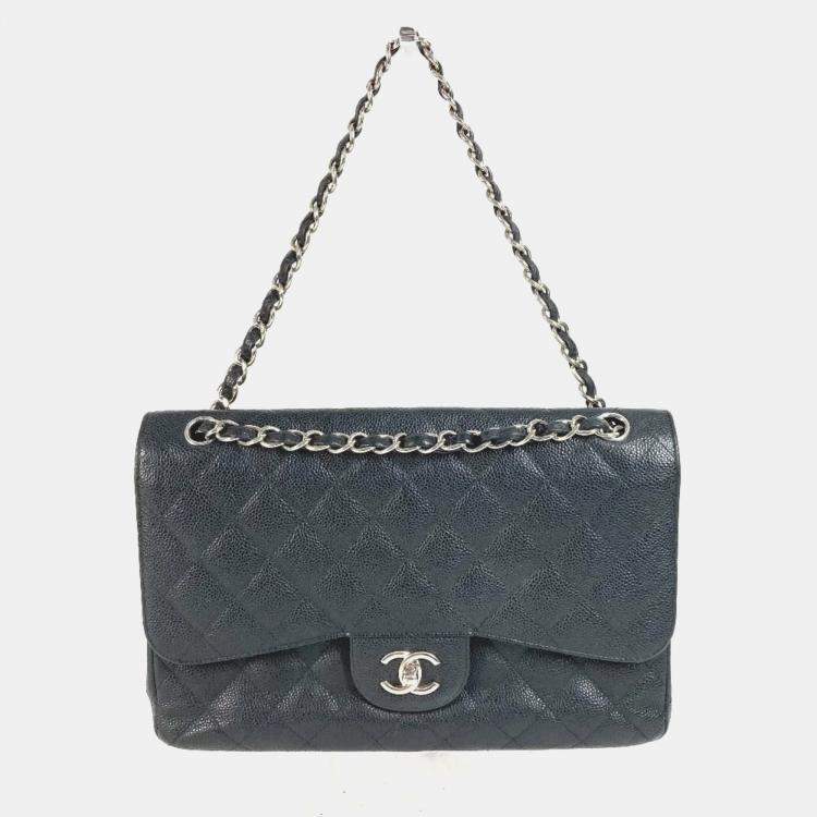 Pre Owned Chanel Double Flap Cc Coco Mark Matelasse Quilted 30 Bag With Chain Crossbody Chain Bag Shoulder Caviar Skin Black
