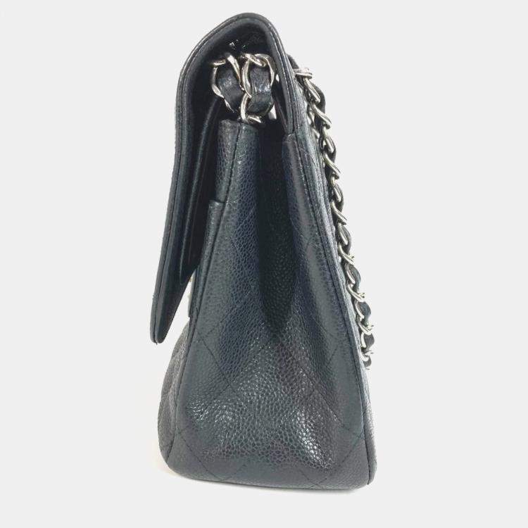 Pre Owned Chanel Double Flap Cc Coco Mark Matelasse Quilted 30 Bag With Chain Crossbody Chain Bag Shoulder Caviar Skin Black