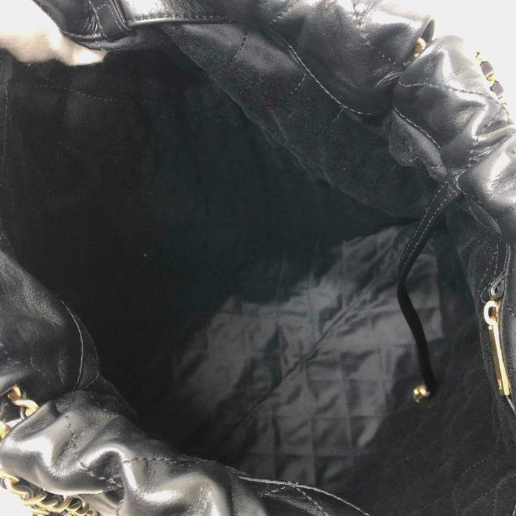 Pre Owned Chanel Chanel22 Chain Bag 2-Way Daypack/Backpack Leather Black