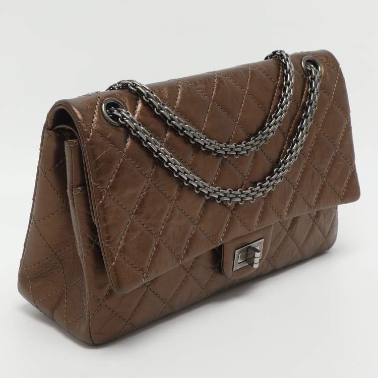 Pre Owned Chanel Reissue 226 Bronze Quilted Caviar Leather Flap Bag