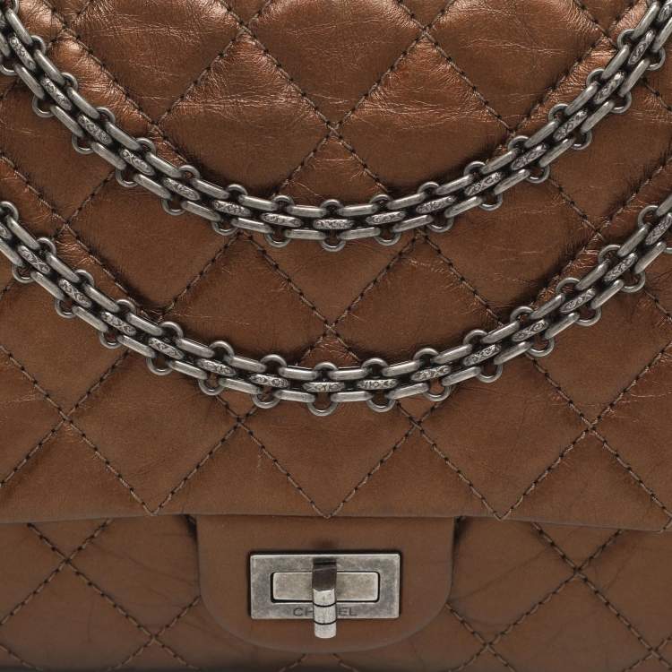 Pre Owned Chanel Reissue 226 Bronze Quilted Caviar Leather Flap Bag