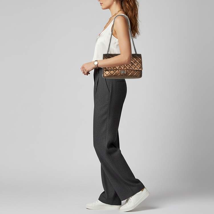 Pre Owned Chanel Reissue 226 Bronze Quilted Caviar Leather Flap Bag