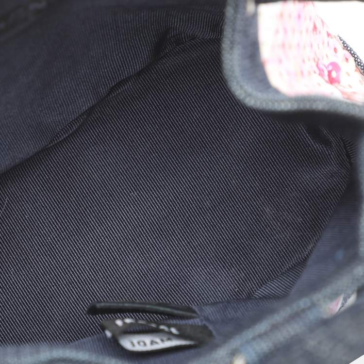 Pre Owned Chanel Blue Multicolor Denim and Sequins Drawstring Bucket Bag