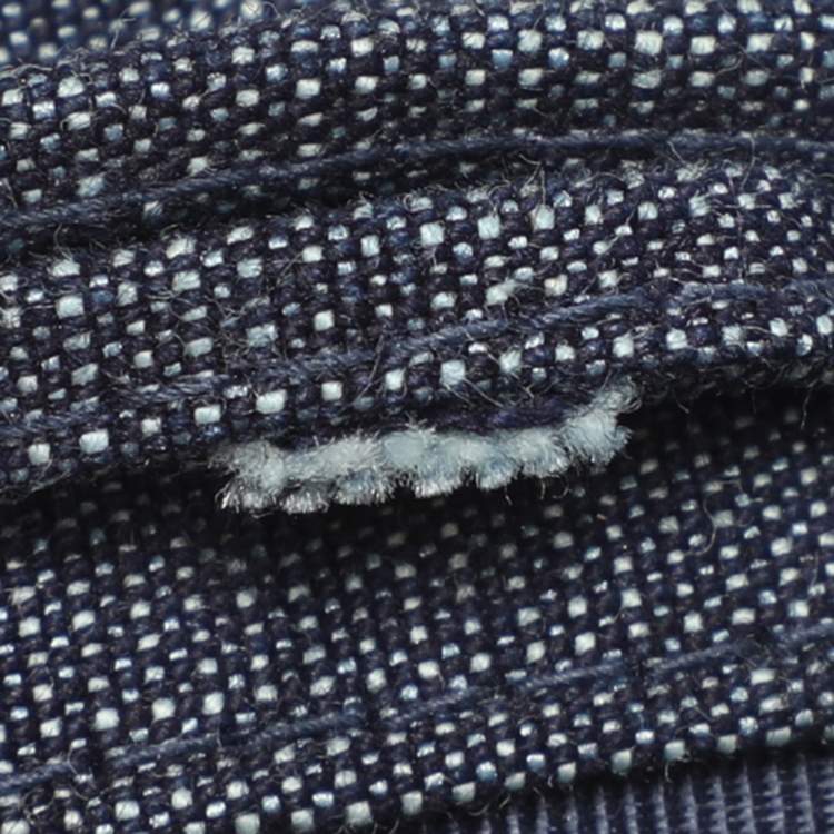 Pre Owned Chanel Blue Multicolor Denim and Sequins Drawstring Bucket Bag