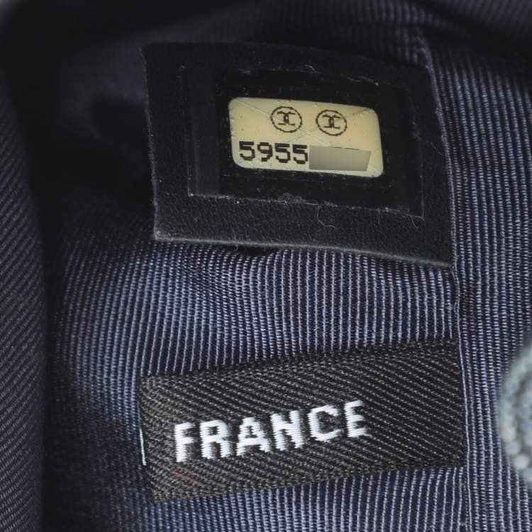 Pre Owned Chanel Blue Multicolor Denim and Sequins Drawstring Bucket Bag