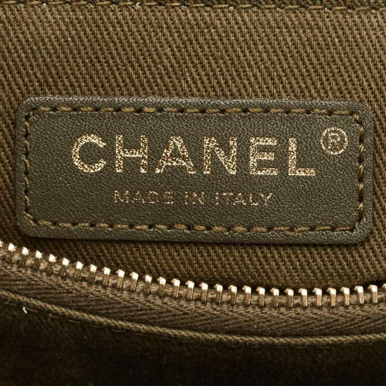 Pre Owned Chanel Coco Small Olive Green Aged Lather Top Handle Bag