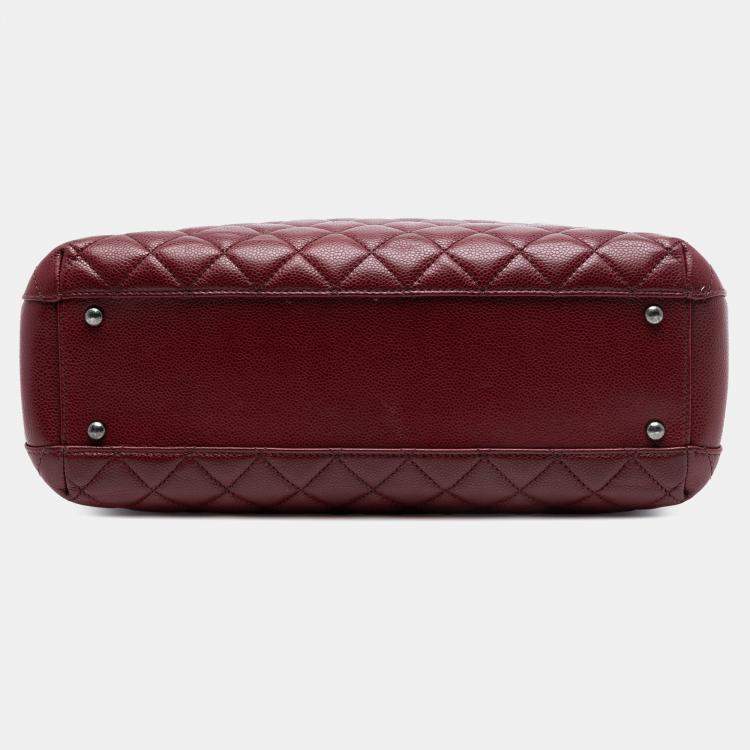 Pre Owned Chanel Red Large CC Quilted Caviar City Shopping Tote
