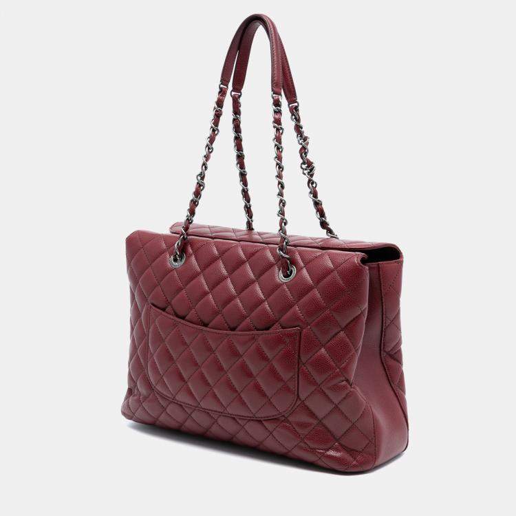 Pre Owned Chanel Red Large CC Quilted Caviar City Shopping Tote