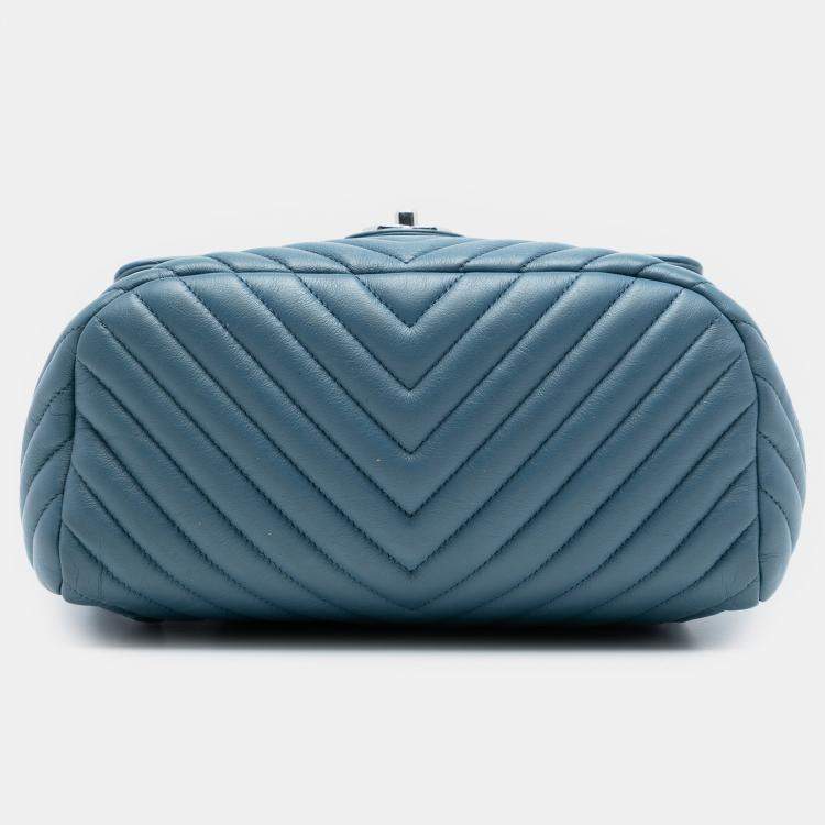 Pre Owned Chanel Blue Chevron Lambskin Urban Spirit Backpack