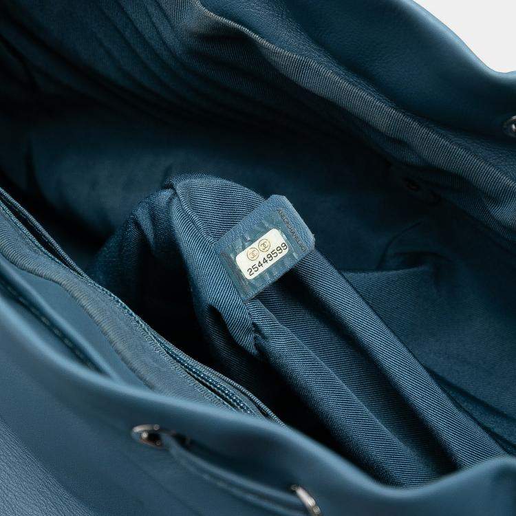 Pre Owned Chanel Blue Chevron Lambskin Urban Spirit Backpack