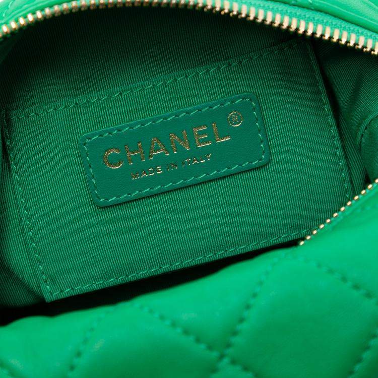 Pre Owned Chanel Green Small Quilted Lambskin Perfect Meeting Hobo
