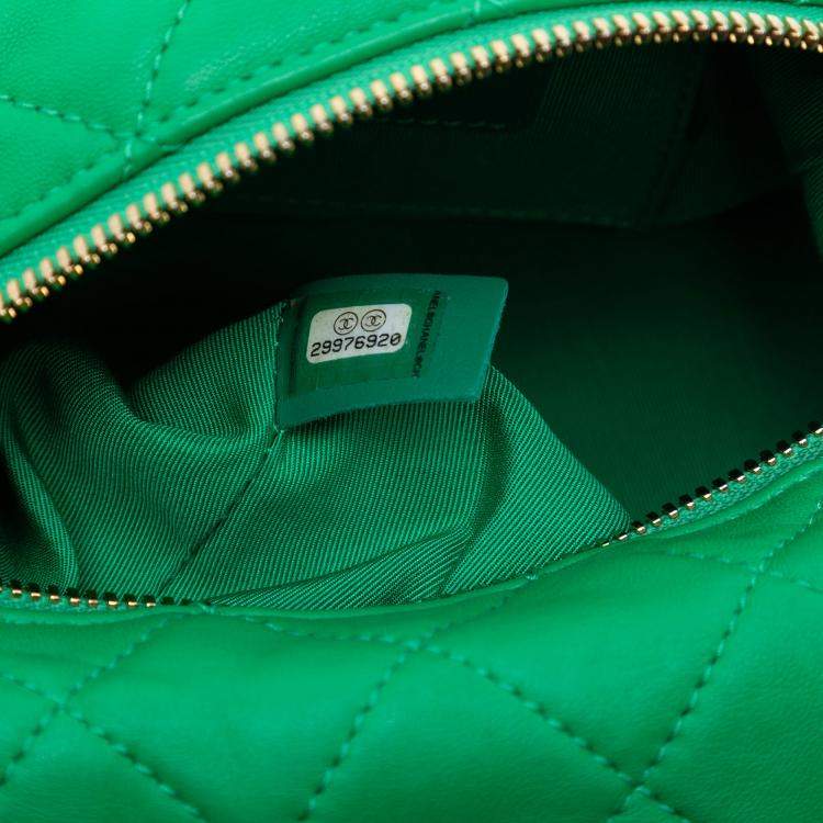 Pre Owned Chanel Green Small Quilted Lambskin Perfect Meeting Hobo
