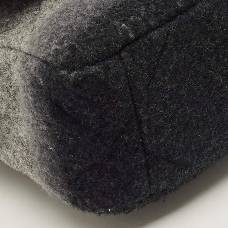 Pre Owned Chanel 19 Small Ombre Grey Quilted Wool and Leather Flap Bag