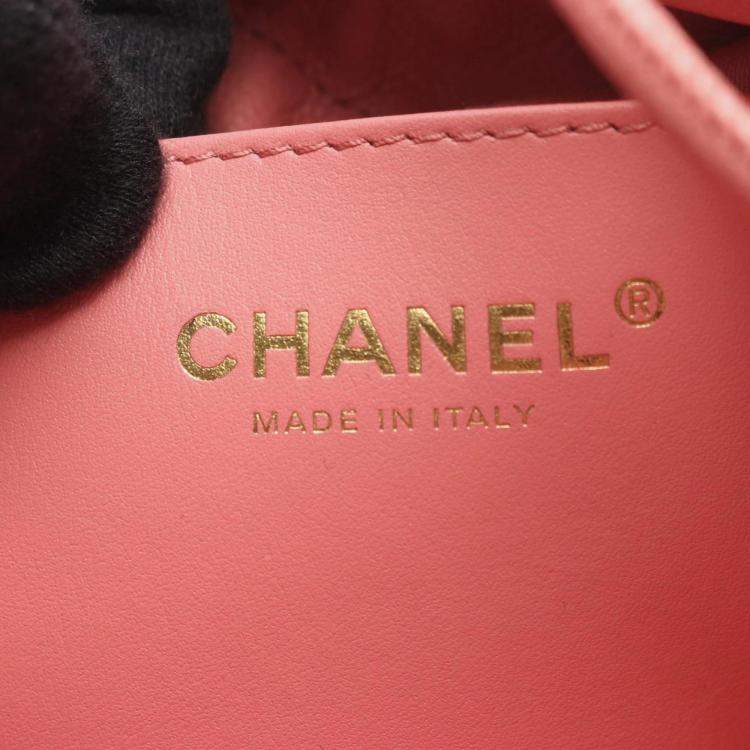 Pre Owned Chanel 22 Mini Shoulder Bag In Grained Calfskin Leather Pink