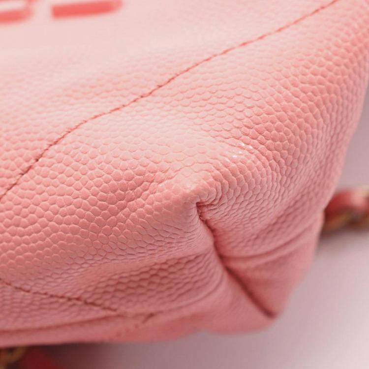 Pre Owned Chanel 22 Mini Shoulder Bag In Grained Calfskin Leather Pink