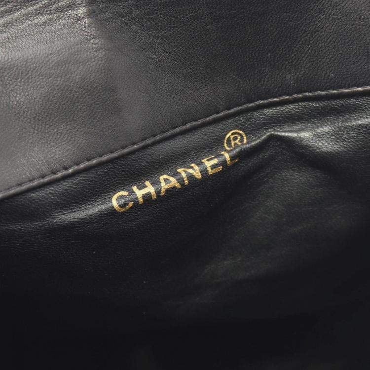 Pre Owned Chanel Matelasse Backpack Bag In Lambskin Leather Black
