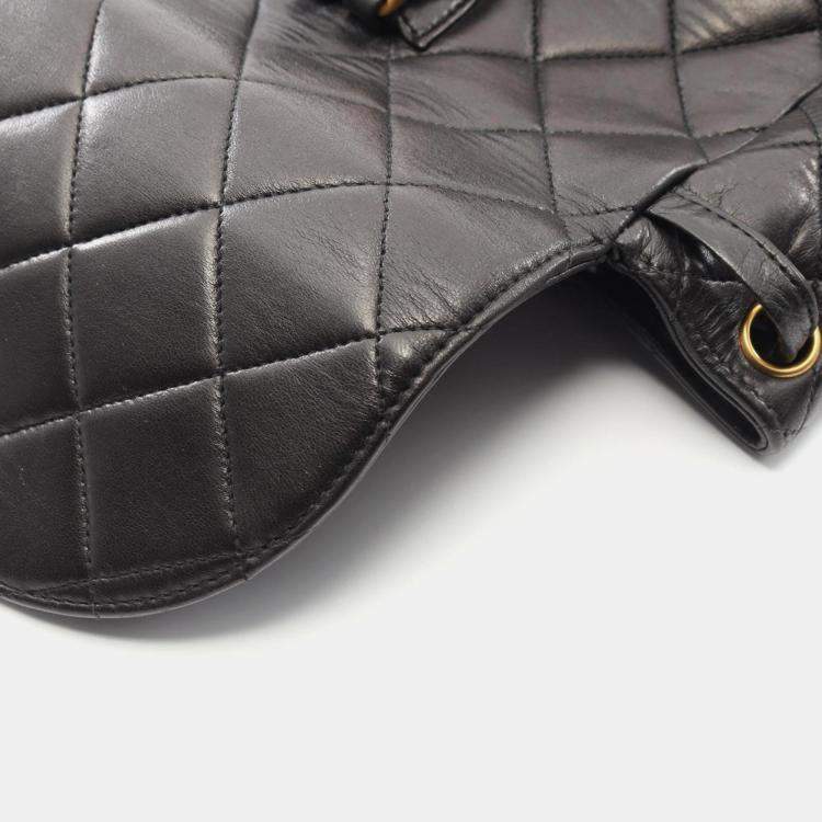 Pre Owned Chanel Matelasse Backpack Bag In Lambskin Leather Black