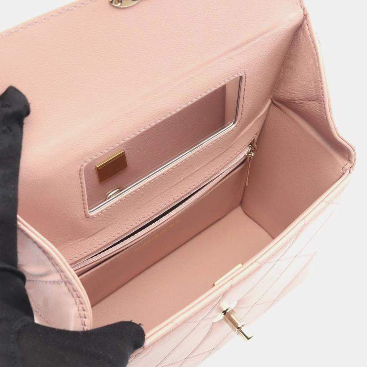 مملوكة مسبقًا Chanel Matelasse Top Handle Shoulder Bag Leather Pink