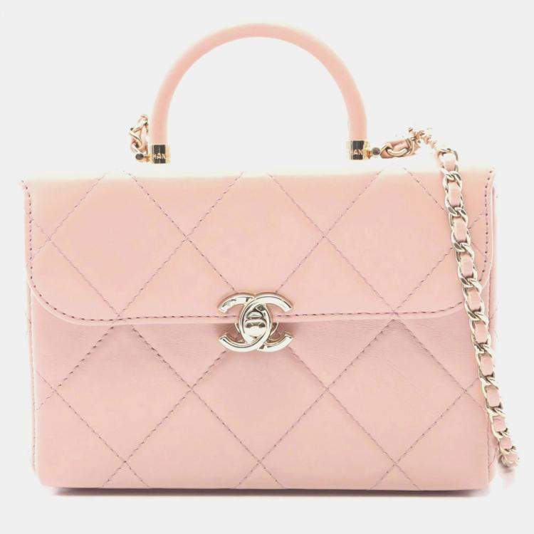 مملوكة مسبقًا Chanel Matelasse Top Handle Shoulder Bag Leather Pink