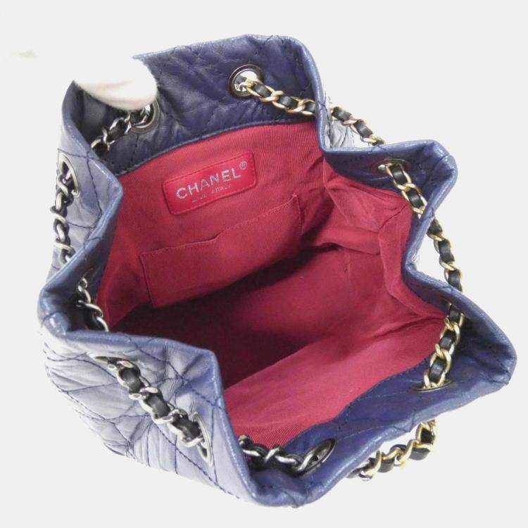 Pre Owned Chanel Gabriel Line Black, Navy Blue Calf Leather Backpack