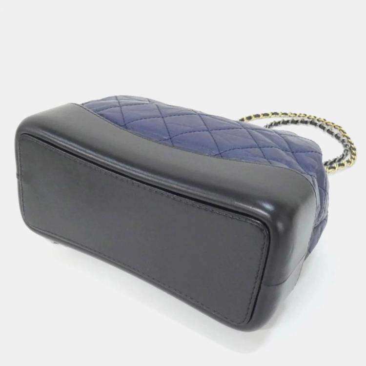 Pre Owned Chanel Gabriel Line Black, Navy Blue Calf Leather Backpack